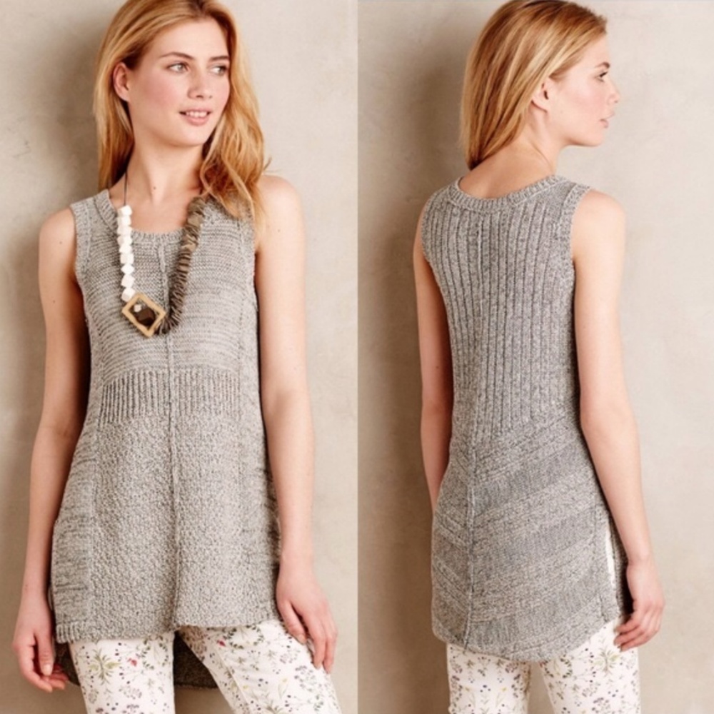 Anthropologie Sparrow Mix Stitch Sweater Tank Grey